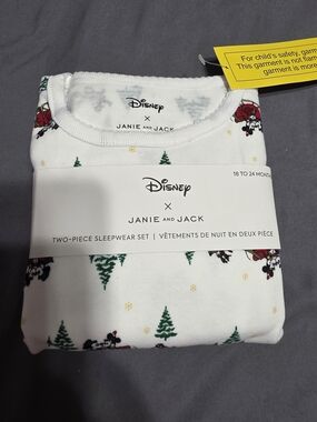 Disney Janie and Jack White Holiday Mickey Two-Piece Pajama Set